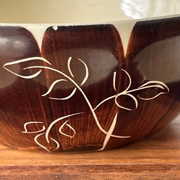 Purinton Pottery Brown Intaglio Cereal Bowls // Set of 4 // Vintage 1950s - Picture 6 of 7